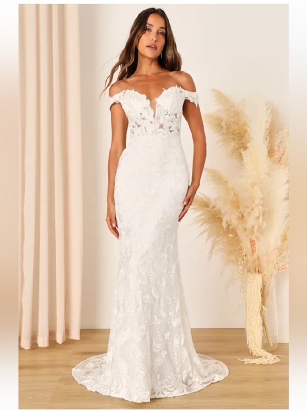 Precious Romance White Embroidered Off-the-Shoulder Maxi Dress